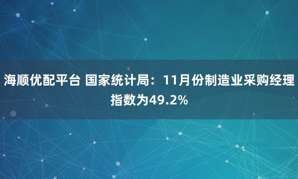 海顺优配平台 国家统计局：11月份制造业采购经理指数为49.2%